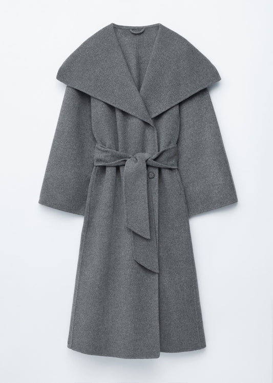 Shawl-Collar Wool Maxi Coat