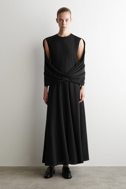 Draped Silk Maxi Dress