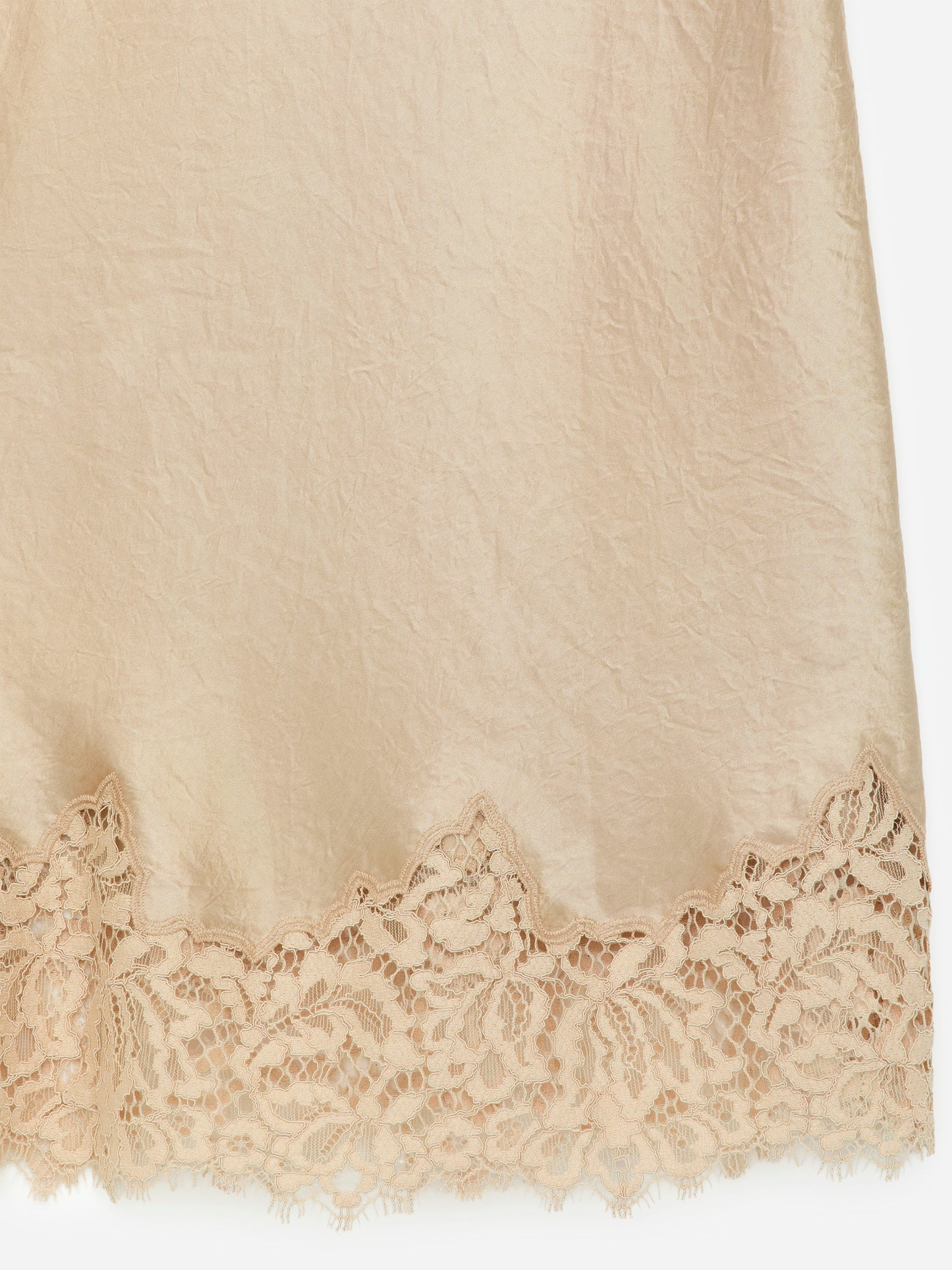 Lace-Detail Satin Skirt