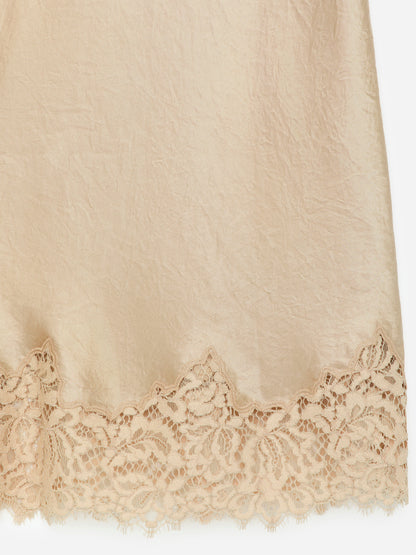 Lace-Detail Satin Skirt
