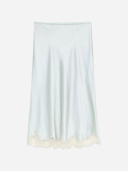 Lace-Detail Satin Skirt
