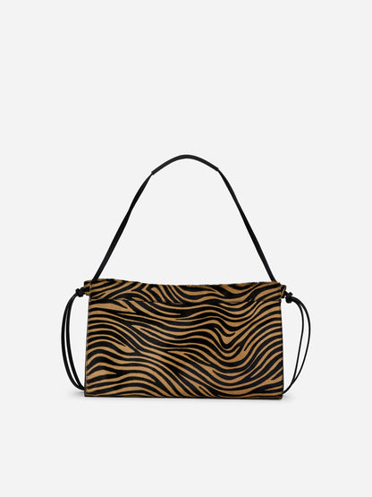 Zebra-Print Leather Shoulder Bag