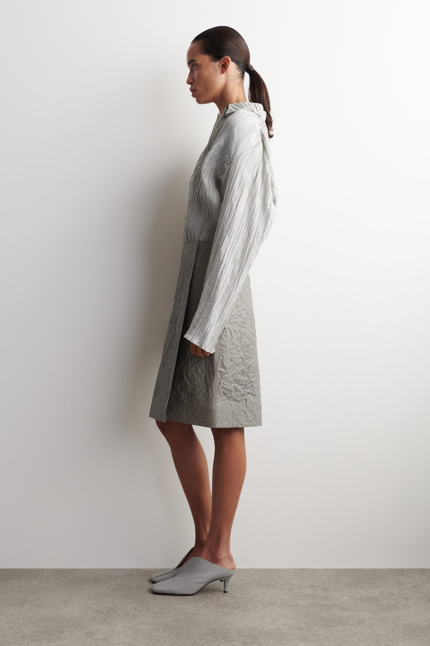 Textured-Leather Wrap Skirt