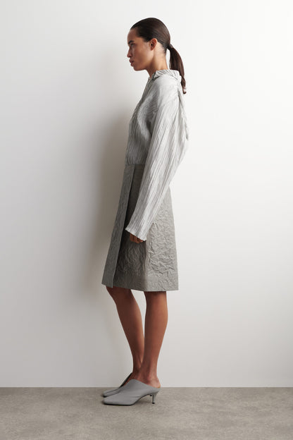 Textured-Leather Wrap Skirt