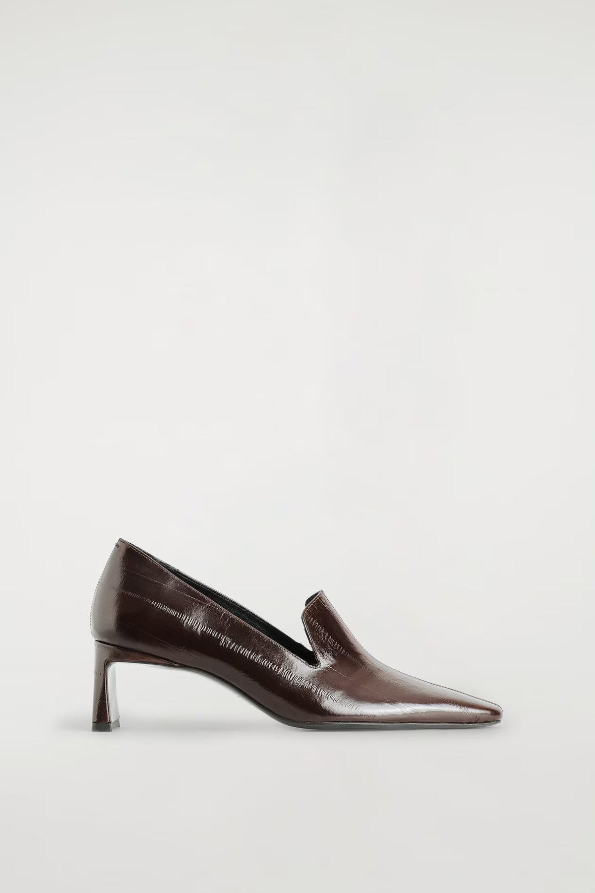 Angular Leather Heeled Loafers