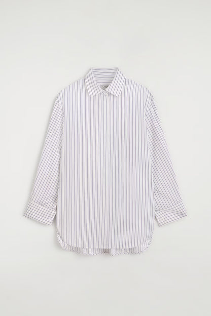 Cutaway-Collar Striped Cotton-Blend Shirt