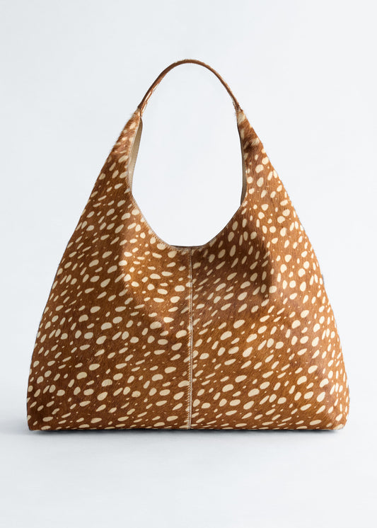 Deer-Print Leather Tote