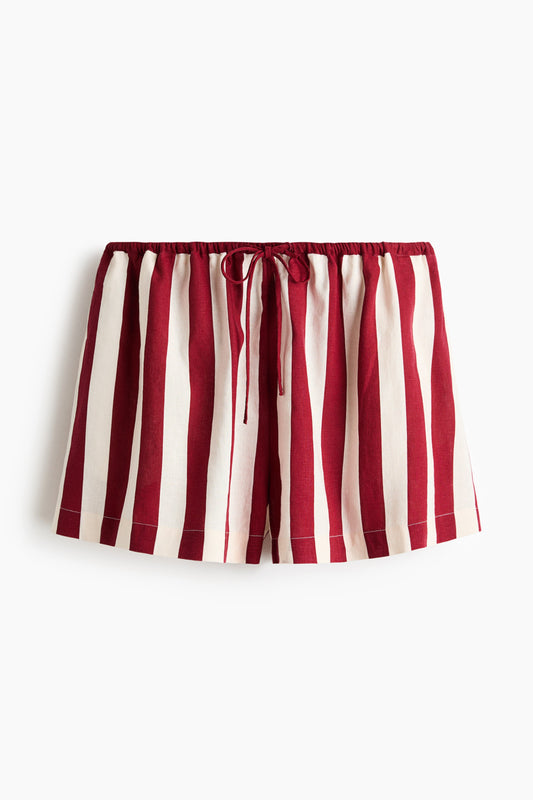 Striped Linen-blend shorts