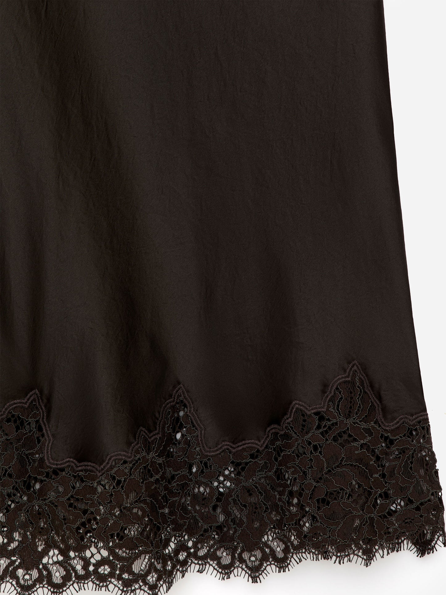 Lace-Detail Satin Skirt
