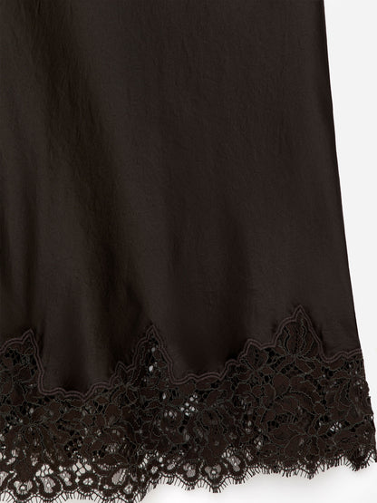 Lace-Detail Satin Skirt