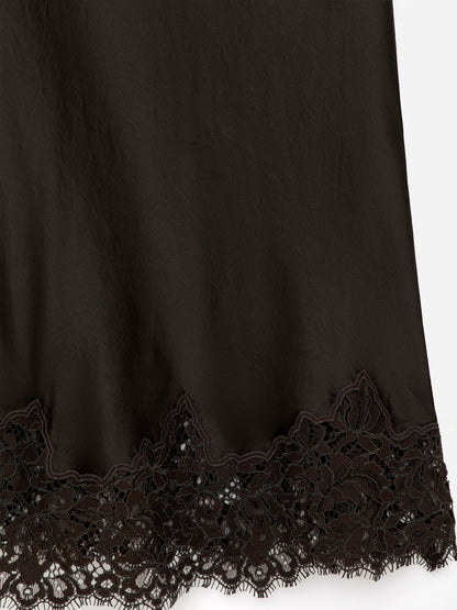 Lace-Detail Satin Skirt