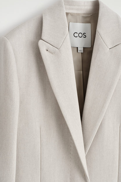 Tailored wool-twill long coat