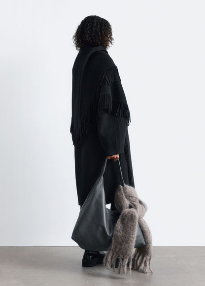 Fringed Shawl Wool Coat