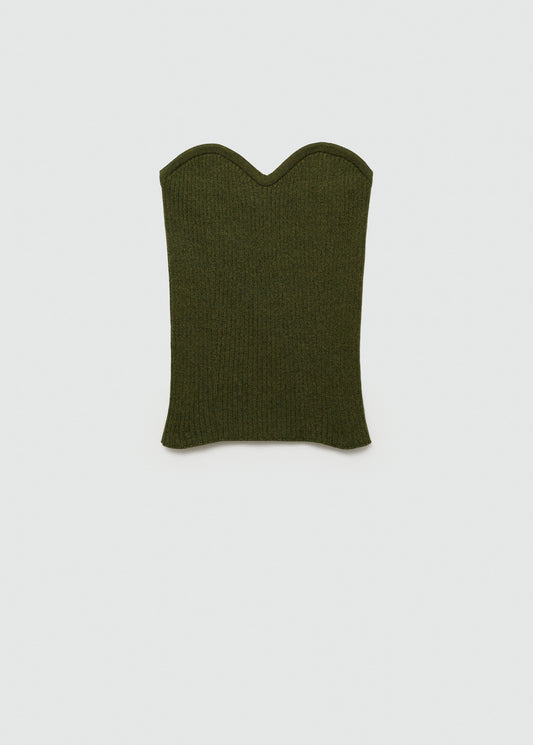 Knitted top with sweetheart neckline