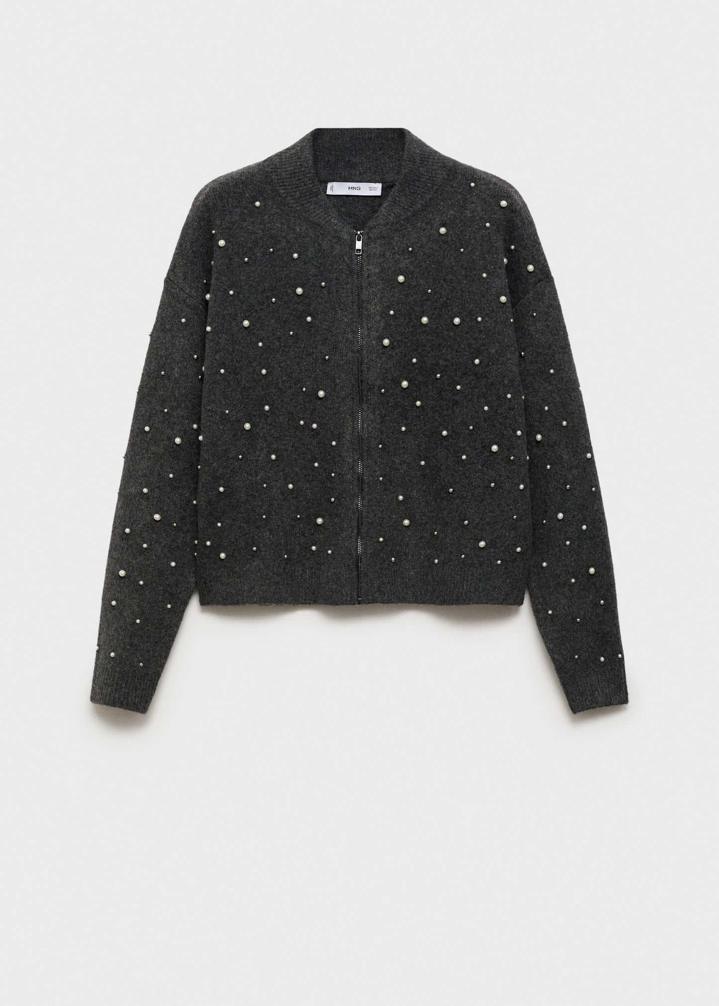 Knitted jacket with pearl details