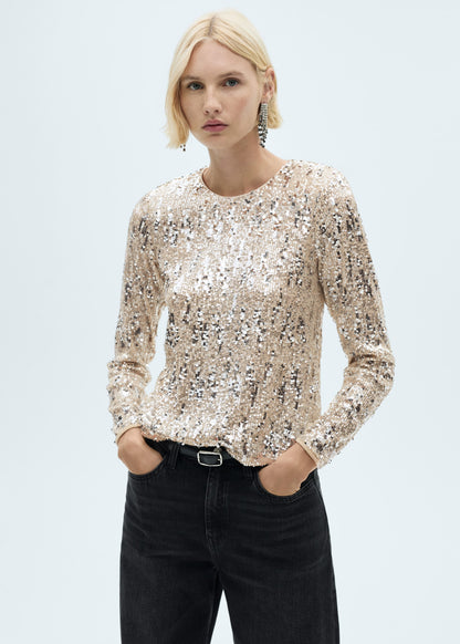 Long-sleeved t-shirt with sequins