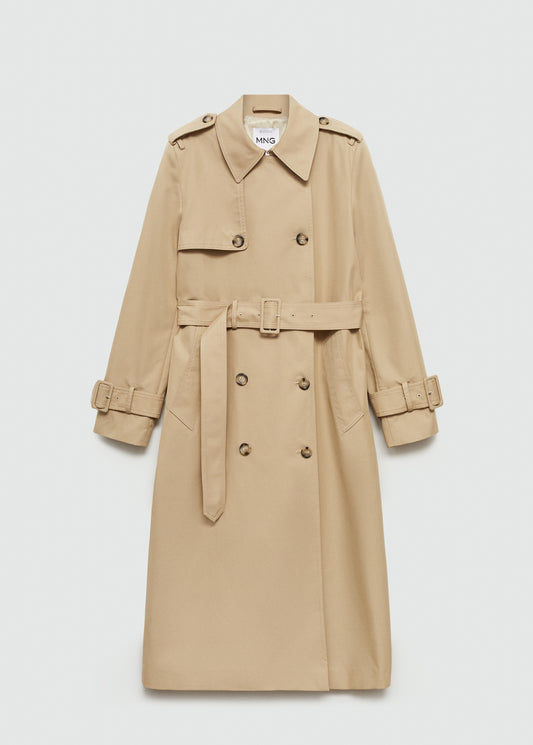 Double-breasted cotton trench coat