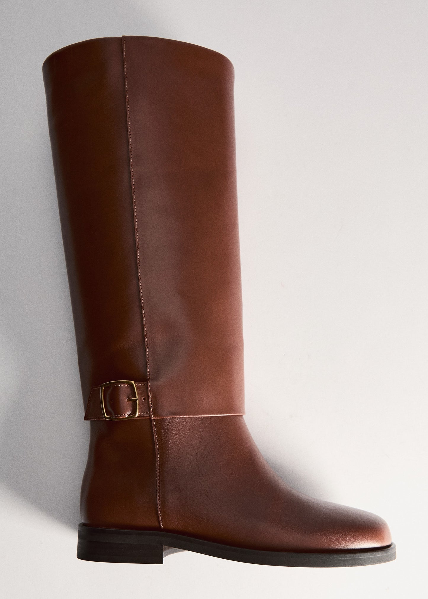 Decorative buckle leather boot