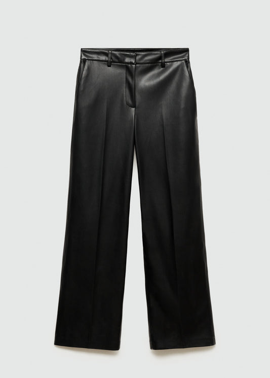 Wide leg faux leather trousers