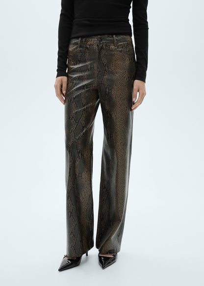 Straight snakeskin-effect trousers