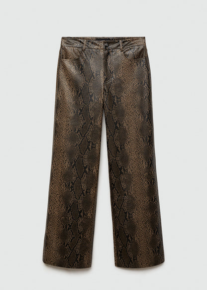 Straight snakeskin-effect trousers