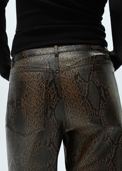 Straight snakeskin-effect trousers