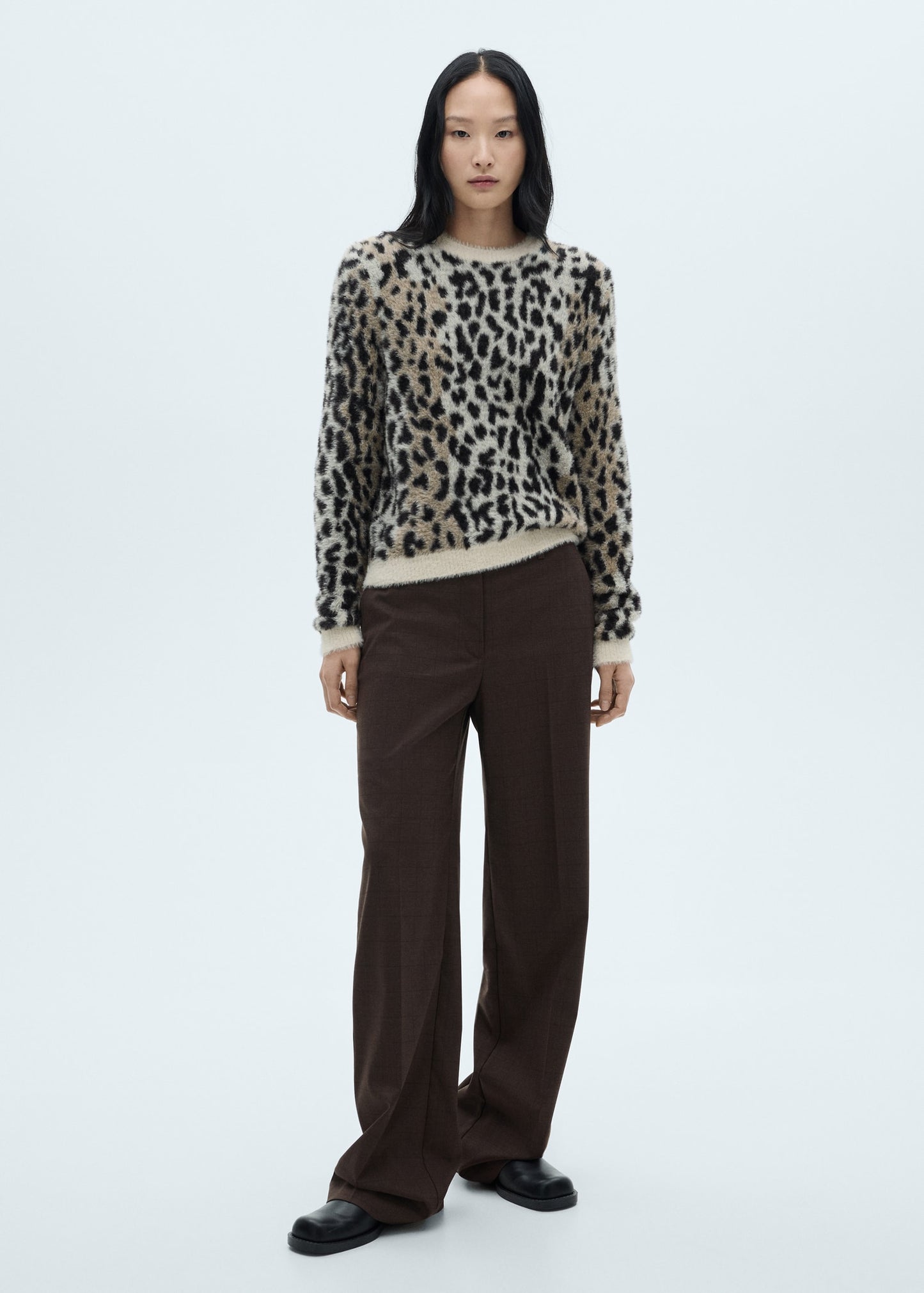 Animal print fur effect sweater