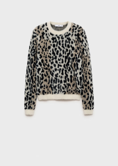 Animal print fur effect sweater