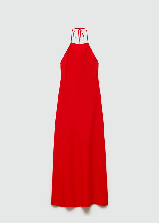 Halter-neck linen dress