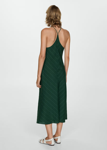 Pinstripe halter-neck dress