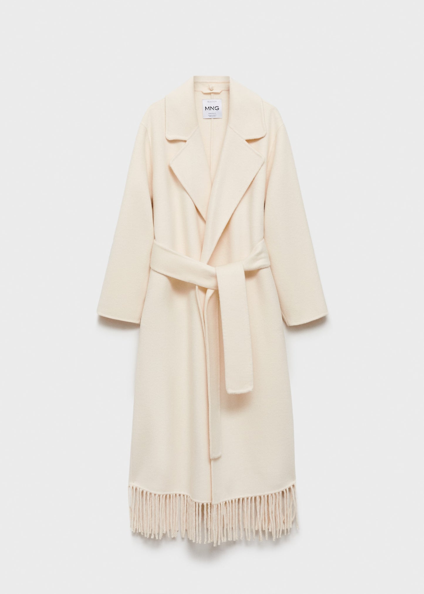 Fringe wool-blend coat