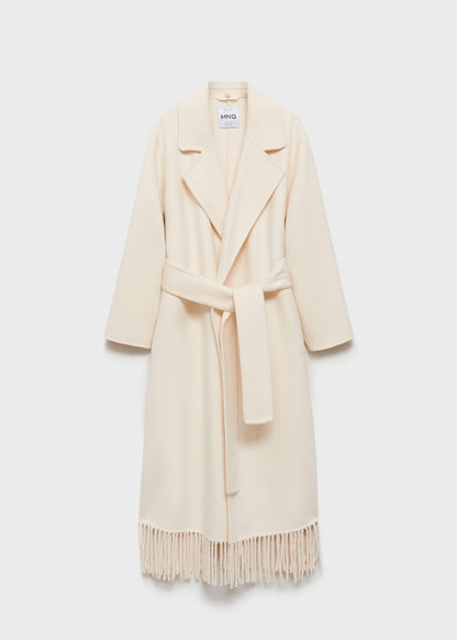 Fringe wool-blend coat