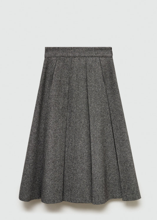 Marbled wool pleated skirt