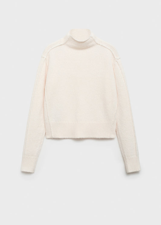 Perkins-neck sweater with seams