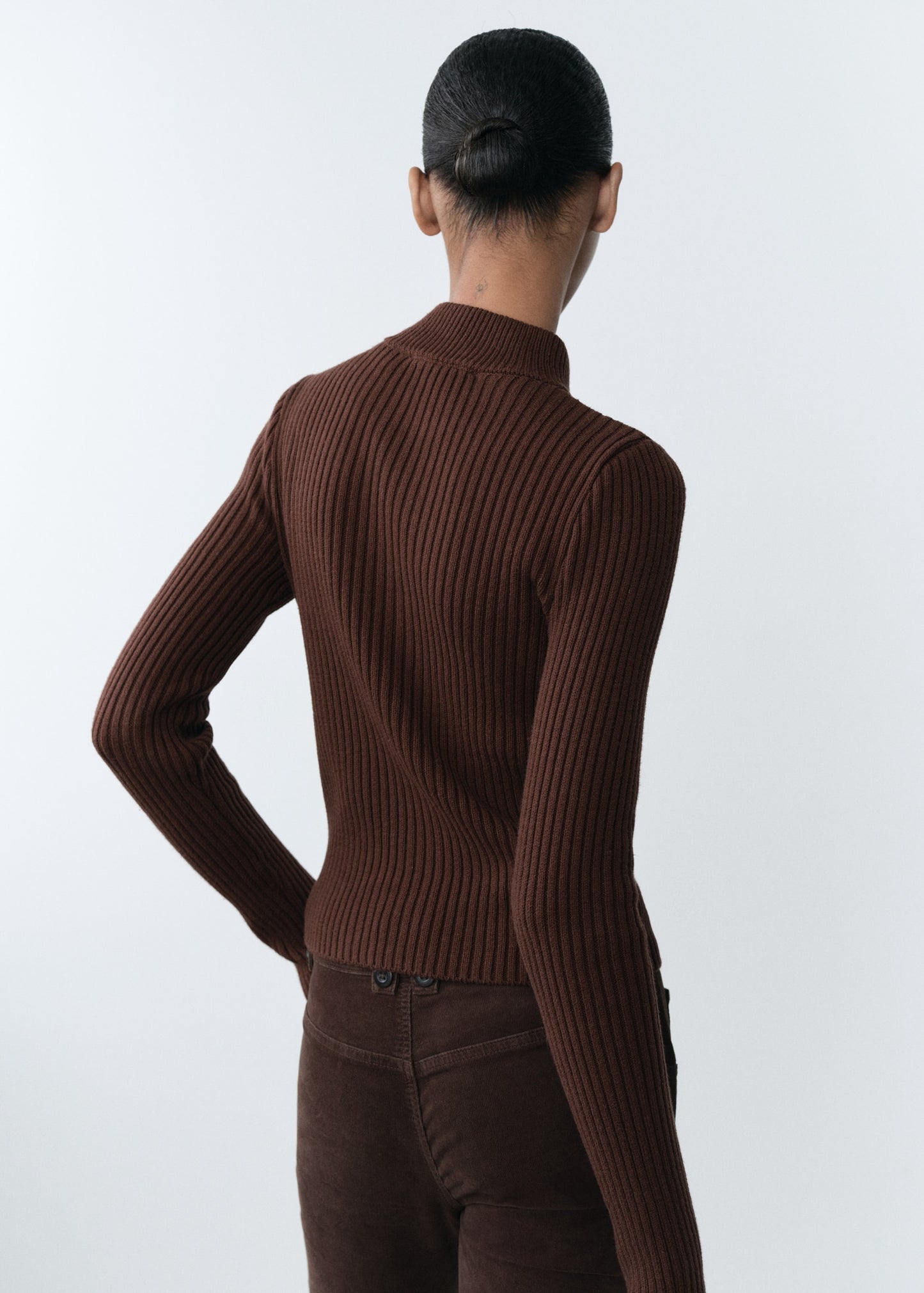 Contrast panel ribbed cardigan