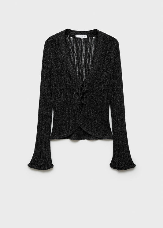 Lurex cardigan with bows