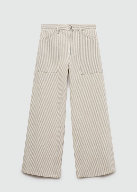 Striped wide-leg jeans