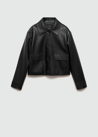 Faux leather jacket with pockets