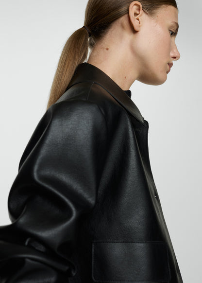 Faux leather jacket with pockets