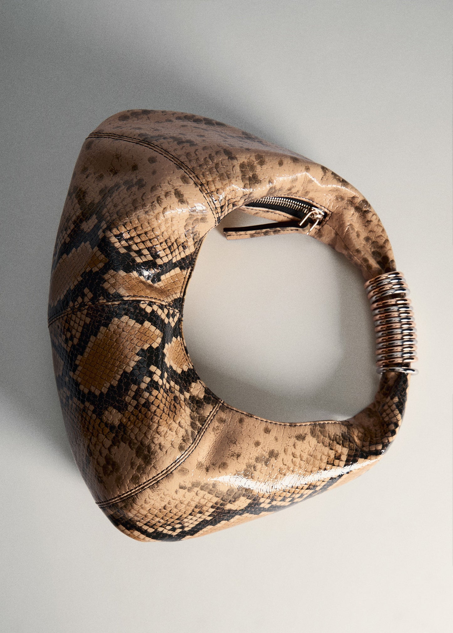 Snake-effect leather bag