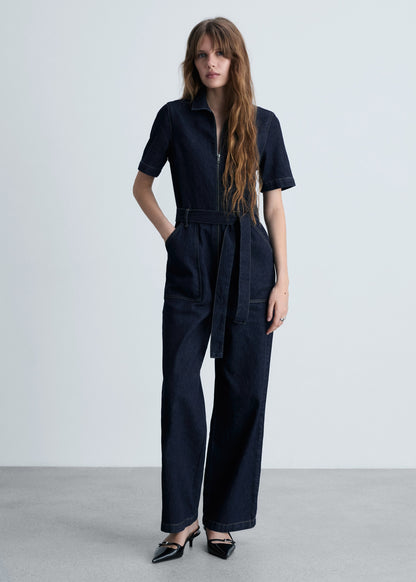 Denim jumpsuit belt