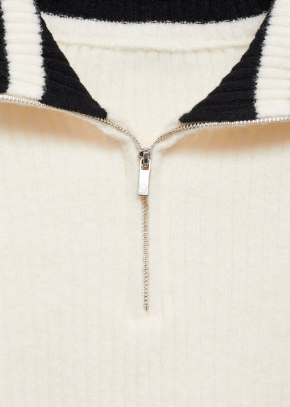 Striped detail zipper sweater