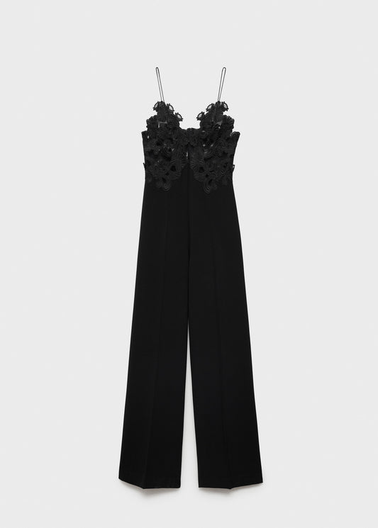 Tulle jumpsuit with lace detail