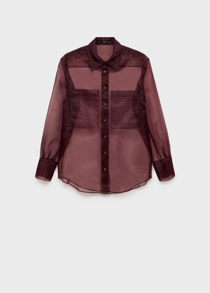 Semi-transparent blouse with pockets