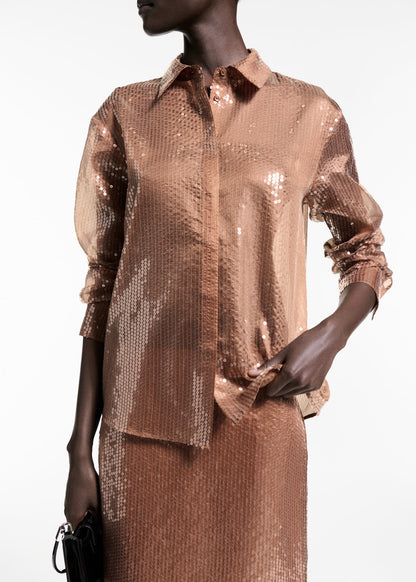 Semi-transparent sequined shirt