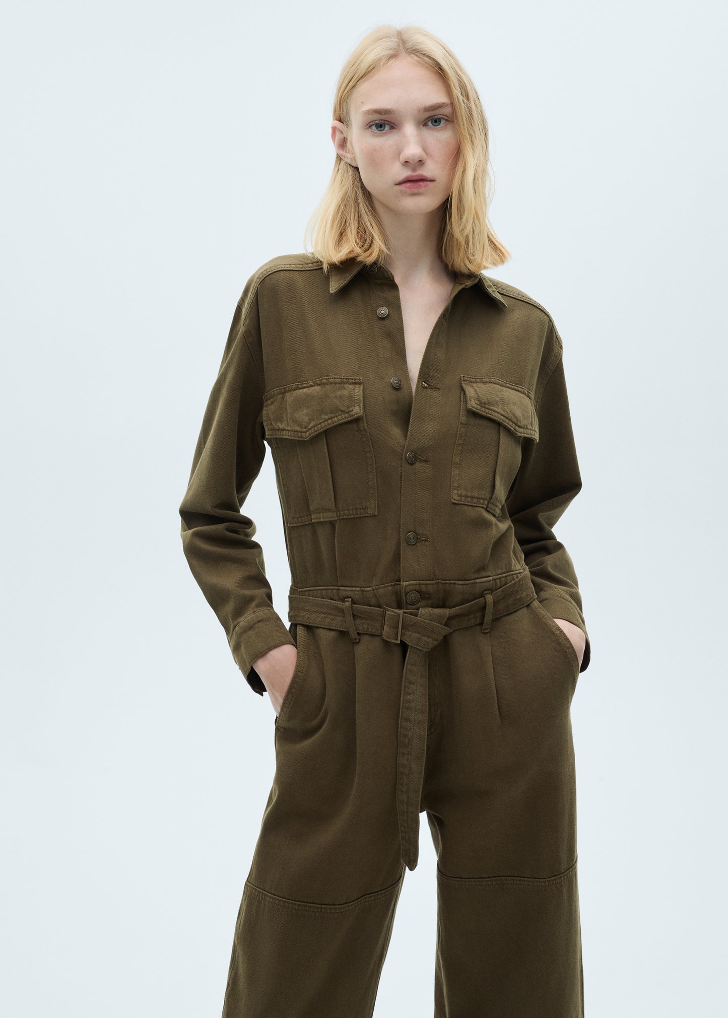 Military Denim Jumpsuit