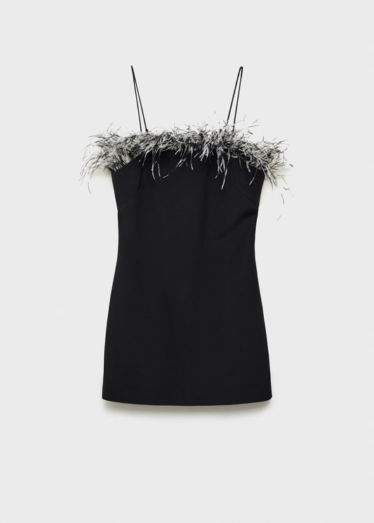 Strapless dress with feather detail