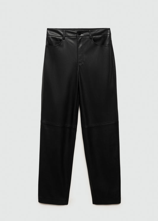 Leather-effect straight trousers