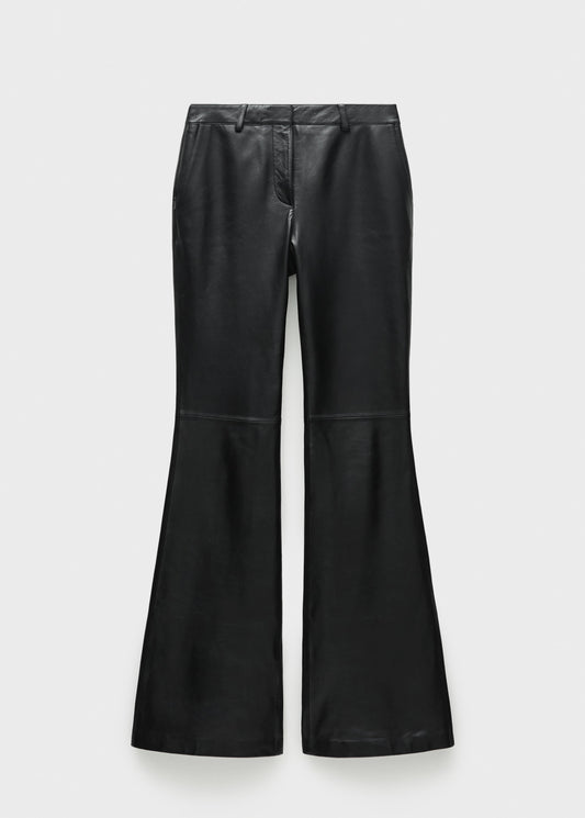 Flared leather trousers