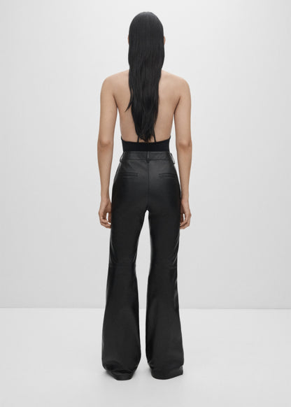 Flared leather trousers